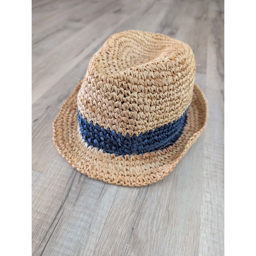 Kathy Jeanne Straw Hat with Blue Stripe (C2)